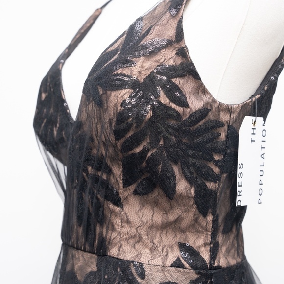 Dress The Population Courtney Sequin Overlay Dress Small - Picture 5 of 16